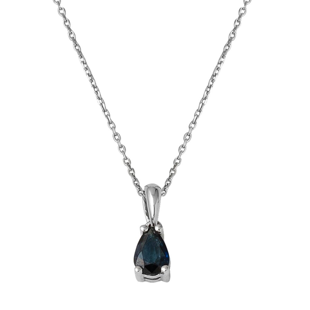 0,35 ct Goutte Saphir avec Pierres Or Collier