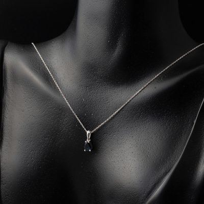 0,35 ct Goutte Safir avec Pierres Or Collier - 14K - 1.61g - EZ Gold