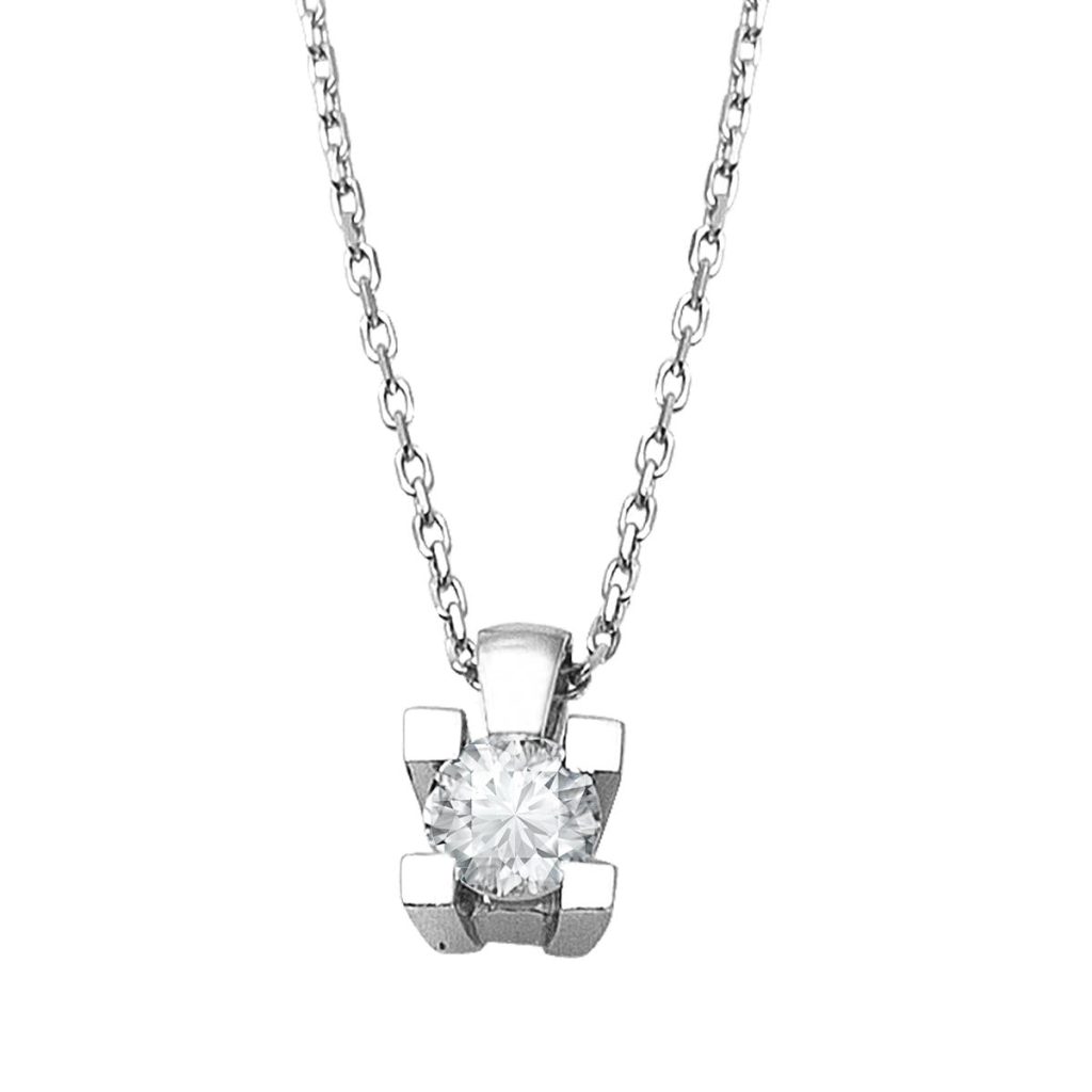 Zer 0,22 Carat Solitairelı Diamond Necklace