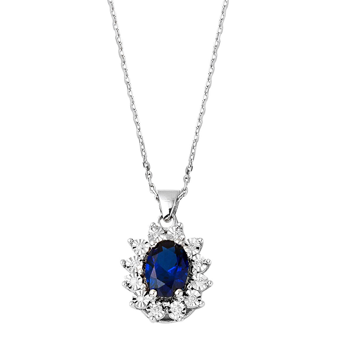 0,87 ct Saphir & 0,05 ct avec Diamant Collier