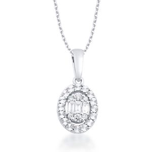 Zer 0,08 Carat Baguette Diamond Necklace