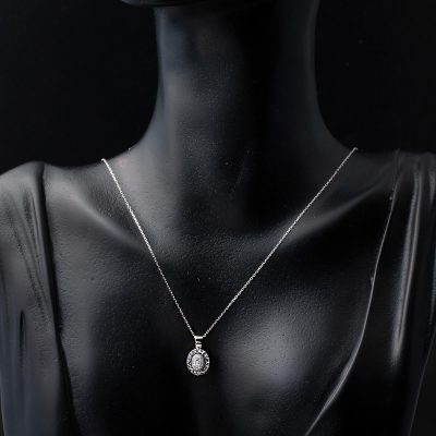 Zer 0,08 Karat Baguette Diamant Collier - 14K - 2.39g - EZ Gold