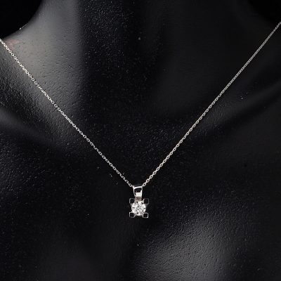 Zer 0,07 Karat Diamant Solitaire Collier - 14K - 1.71g - EZ Gold