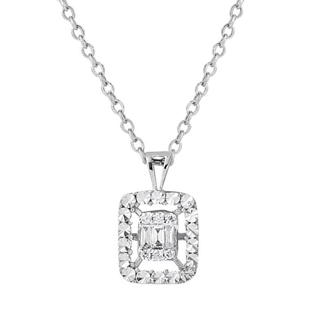 Zer 0,07 Carat Diamant Baguette Collier