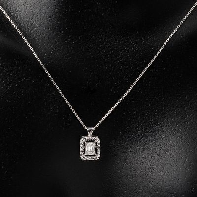 Zer 0,07 Karat Diamant Baguette Collier - 14K - 1.17g - EZ Gold