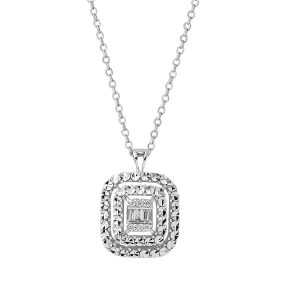 Zer 0,07 Carat Baguette Diamond Necklace