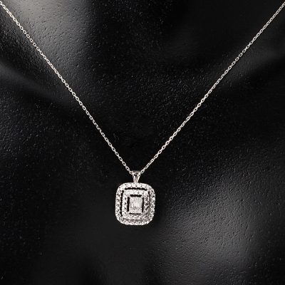 Zer 0,07 Karat Baget Pırlanta Kolye - 14K - 1.8g - EZ Gold