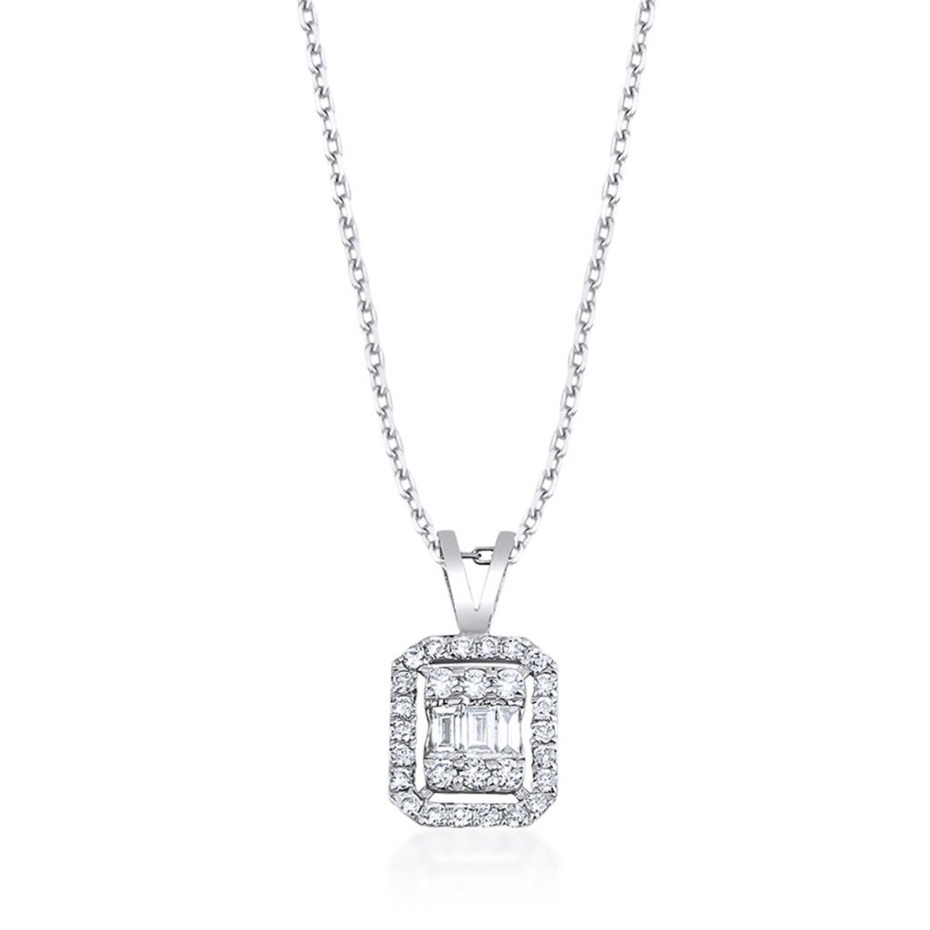 0,20 Carat Baguette Diamond Necklace