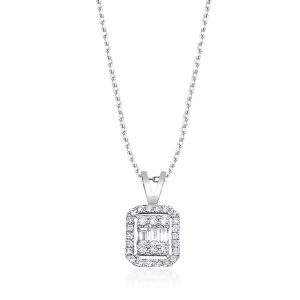 0,20 Carat Baguette Diamant Collier
