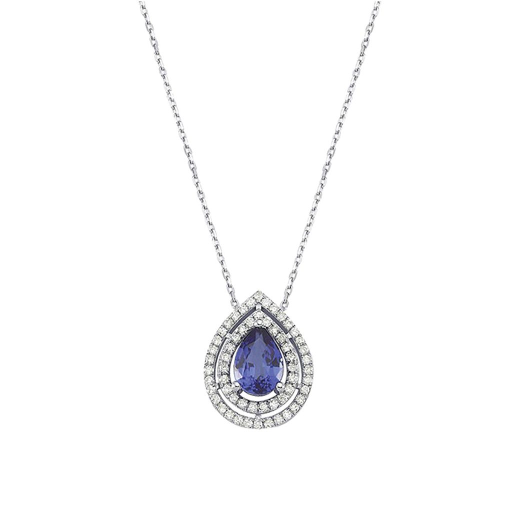 with Diamonds Sapphire Gold Necklace