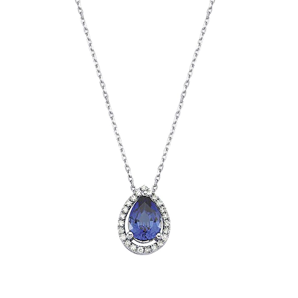 with Diamonds Sapphire Gold Necklace