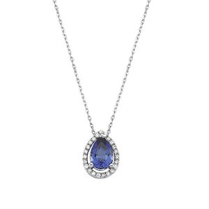 avec Diamants Saphir Or Collier