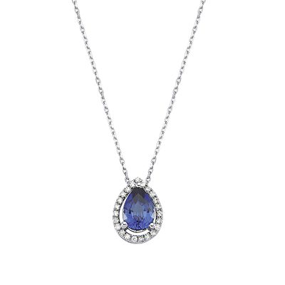 with Diamonds Sapphire Gold Necklace