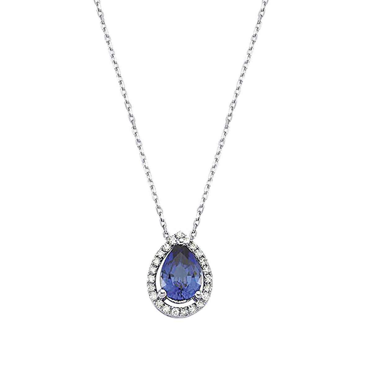 avec Diamants Saphir Or Collier