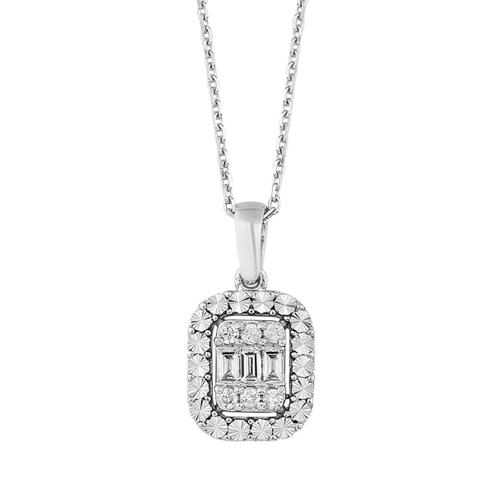 0,11 Carat Baguette Diamond with Stones Necklace