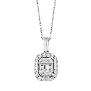 0,11 Carat Baguette Diamant avec Pierres Collier