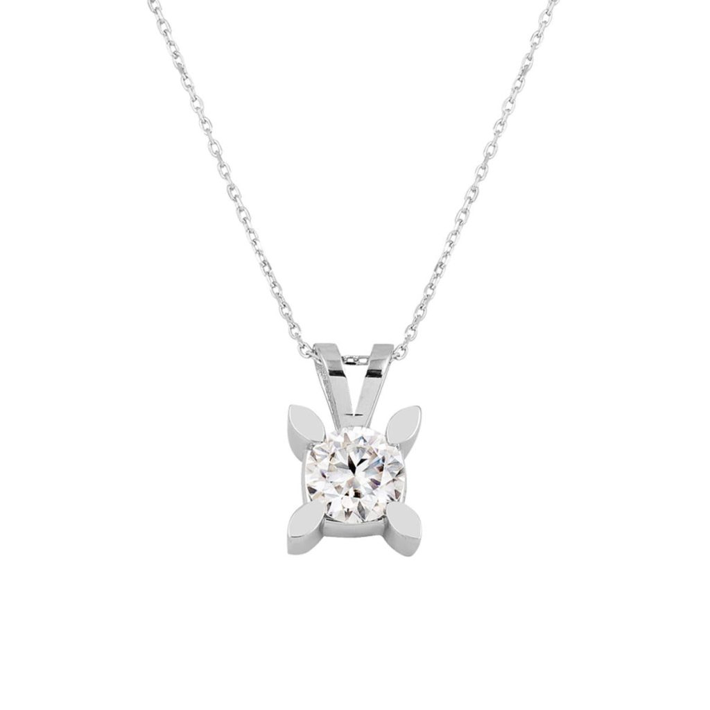 1 Carat Almond Setting Solitaire Moissanite Necklace