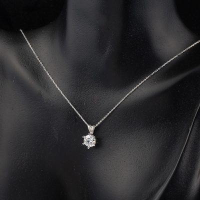 1,00 Karat Altı Tırnak Tektaş Mozanit Kolye - 14K - 2.08g - EZ Gold