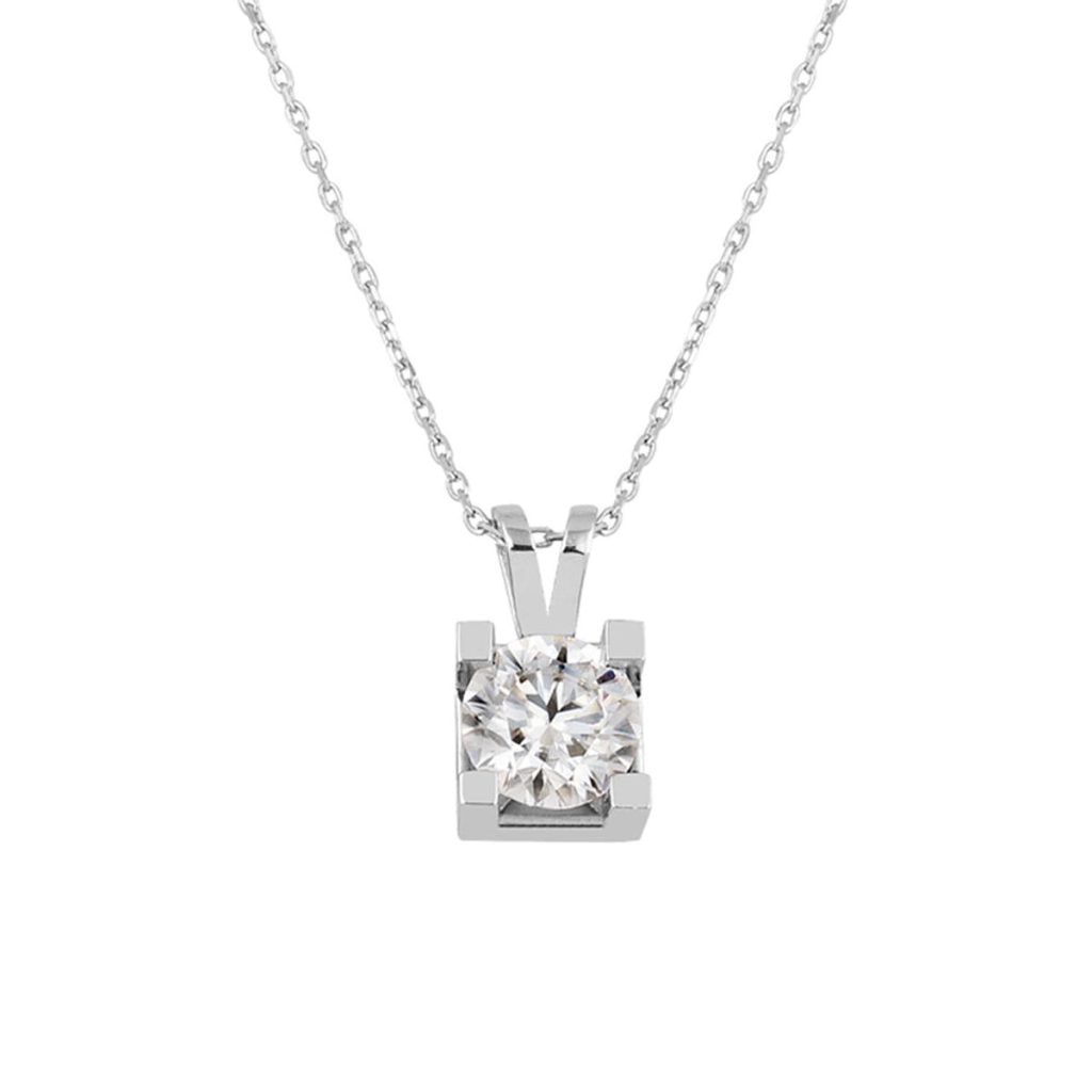 1,00 Carat Classic Solitaire Moissanite Gold Necklace