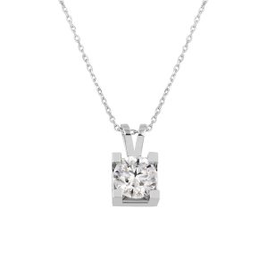1,00 Carat Classic Solitaire Moissanite Gold Necklace