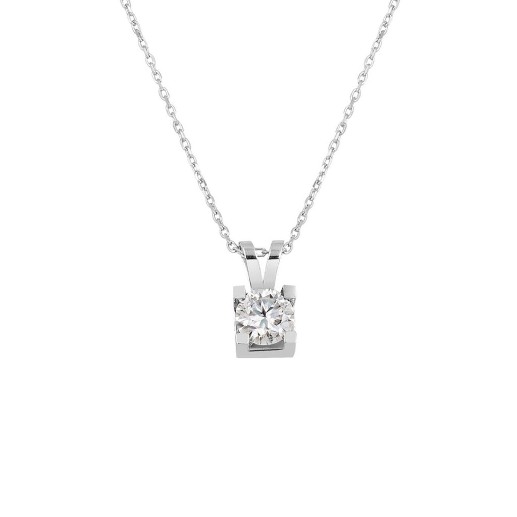 0,40 Carat Moissanite Classic Tarz Gold Necklace