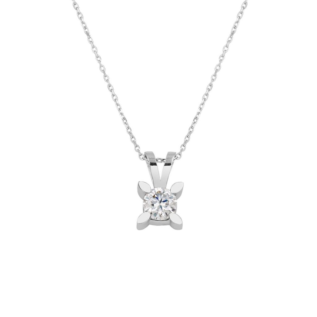0,50 Carat Almond Setting Moissanite Gold Necklace