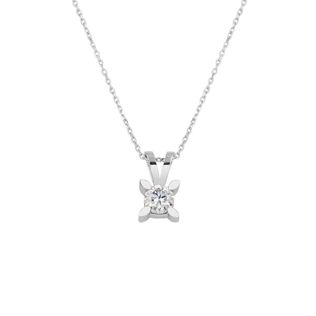 0,40 Carat Almond Setting Moissanite Gold Necklace