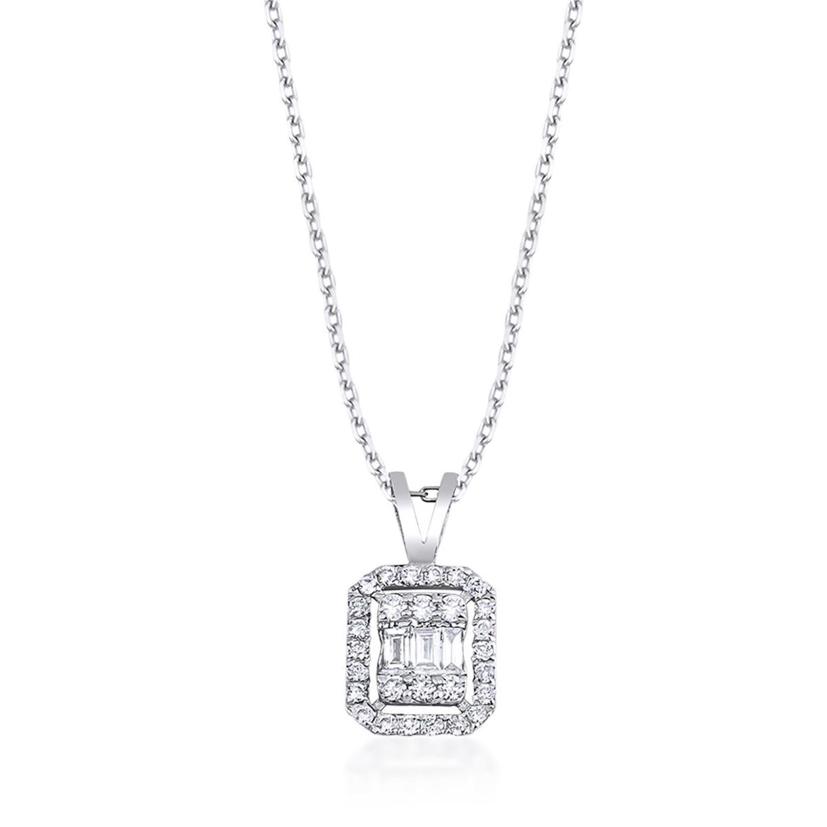 0,44 Carat Baguette Diamond Necklace