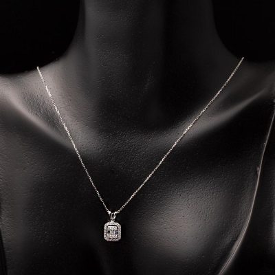 0,44 Karat Baget Pırlanta Kolye - 14K - 1.71g - EZ Gold