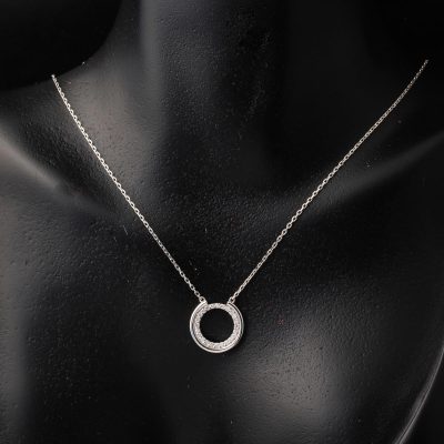 Pırlantalı Altın Halka Kolye - 14K - 2.7g - EZ Gold