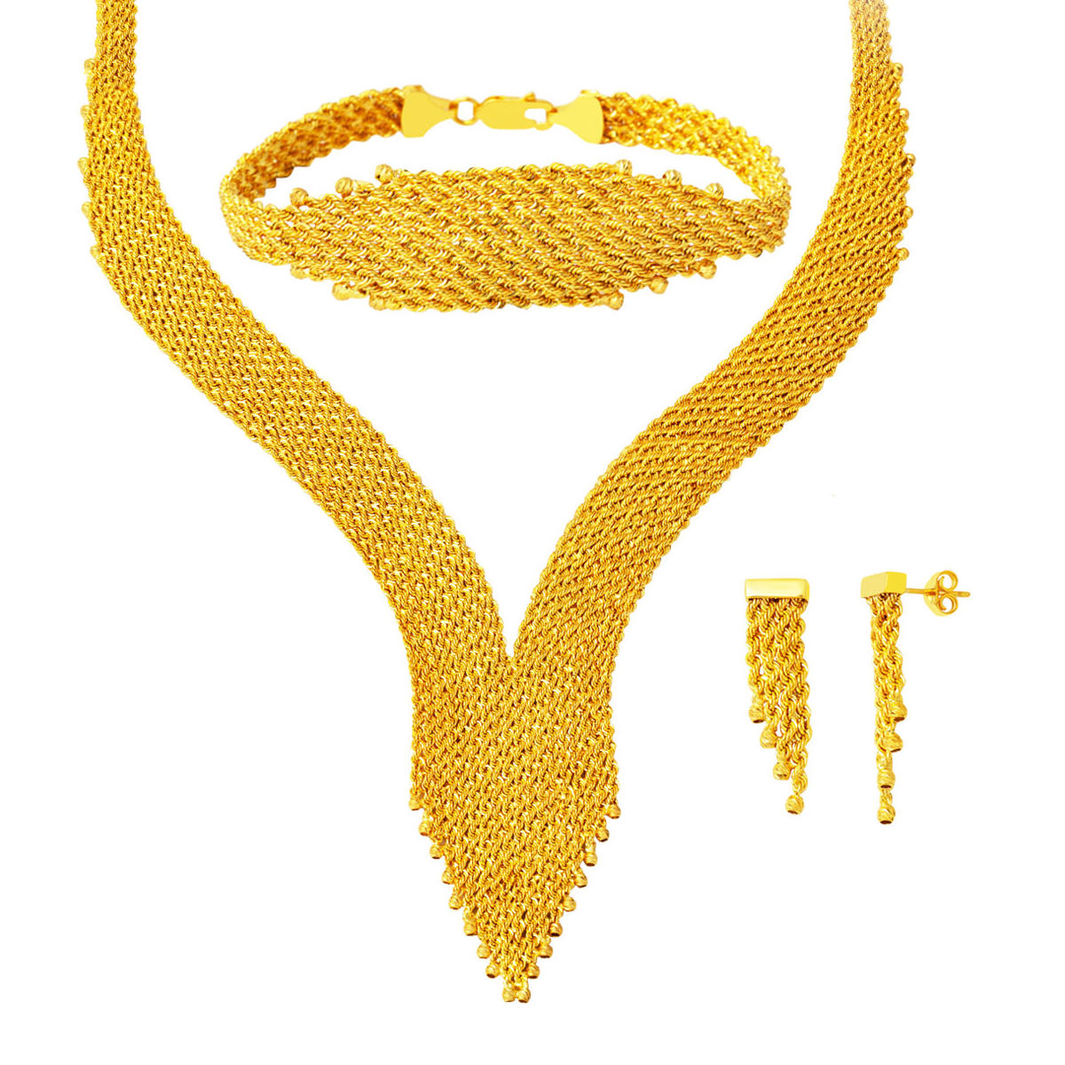 Halat Torsade Chaine Tressé Or Parure