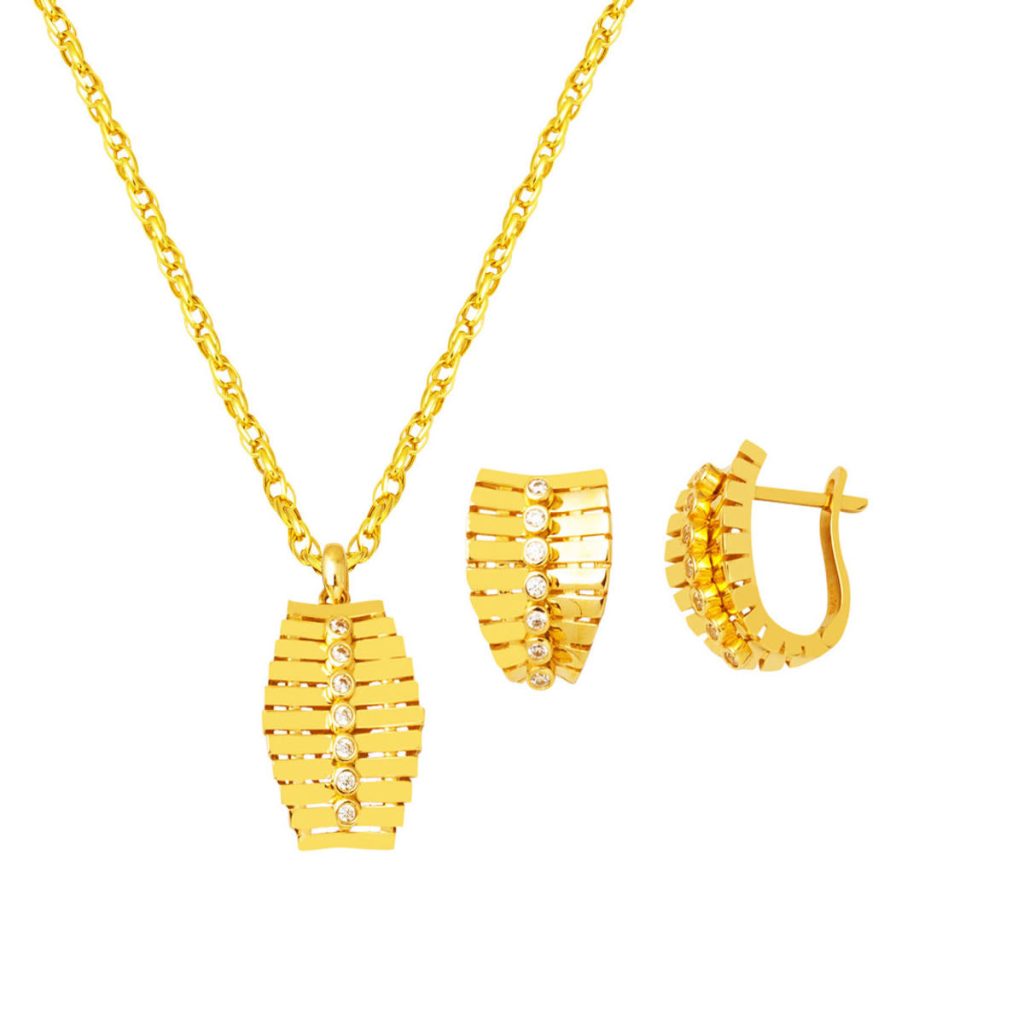 Row with Stones İkili Gold Mini Spor Set 14 Karat