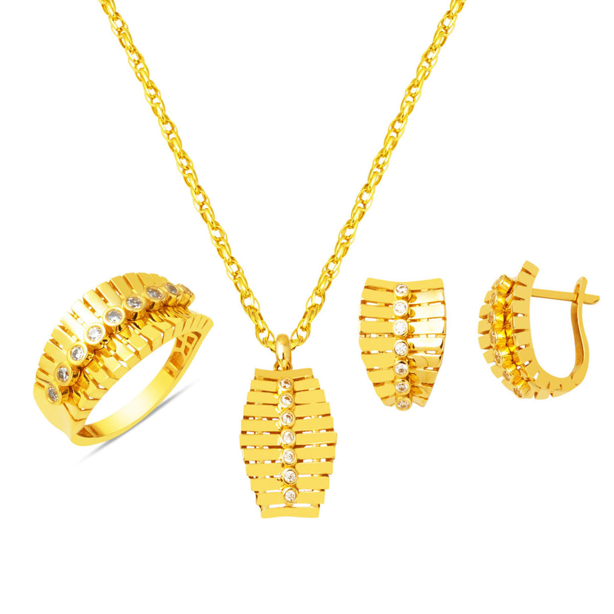 Rangs avec Pierres Trois pièces Or Spor Bijou Parure 14 Carats