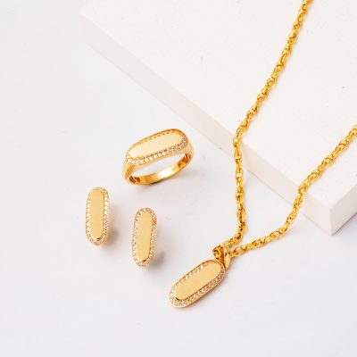 Düz Parlak 14 Carats Mini Trois pièces Or Set - 14K - 12.28g - EZ Gold
