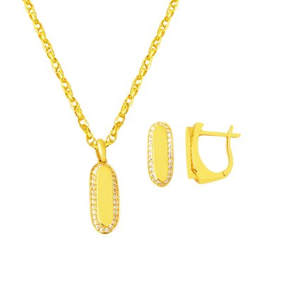 Düz Parlak İkili Spor Or Set 14 Carats