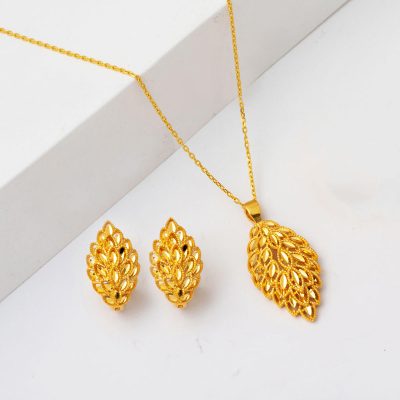 Leaflı Necklace Earringli 22K Gold Takı Seti - 22K - 12.49g - EZ Gold