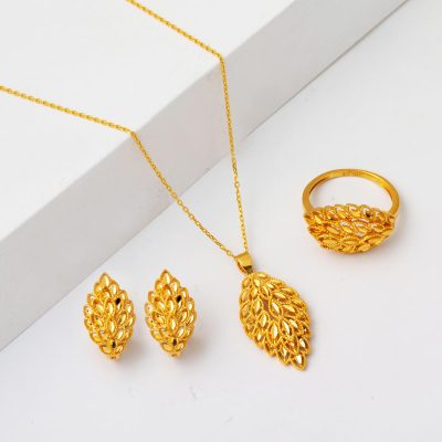 Leaf Model Mini 22K Gold Takı Seti - 22K - 17.54g - EZ Gold