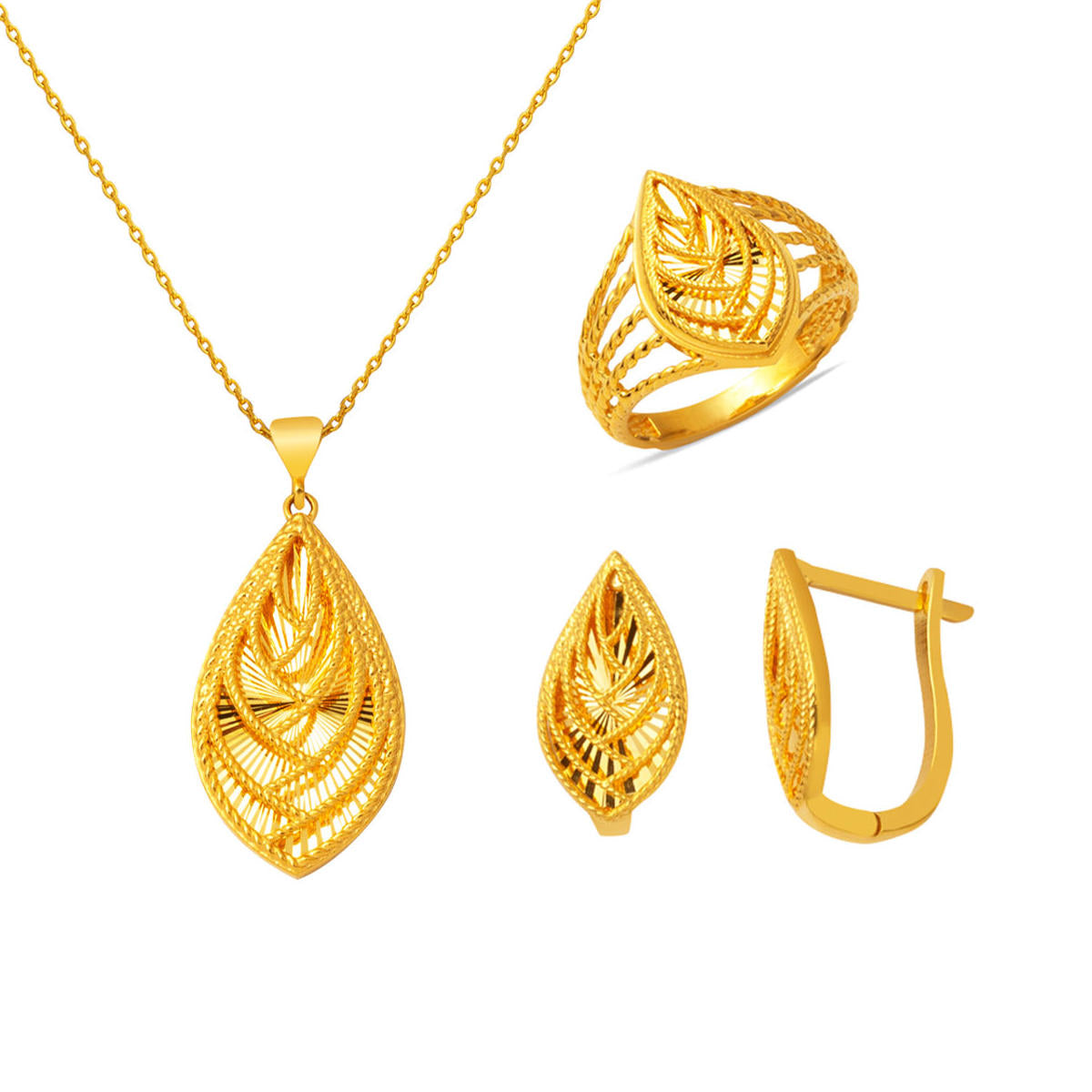 Kalemli Parlak Trois pièces 22 Carats Or Set