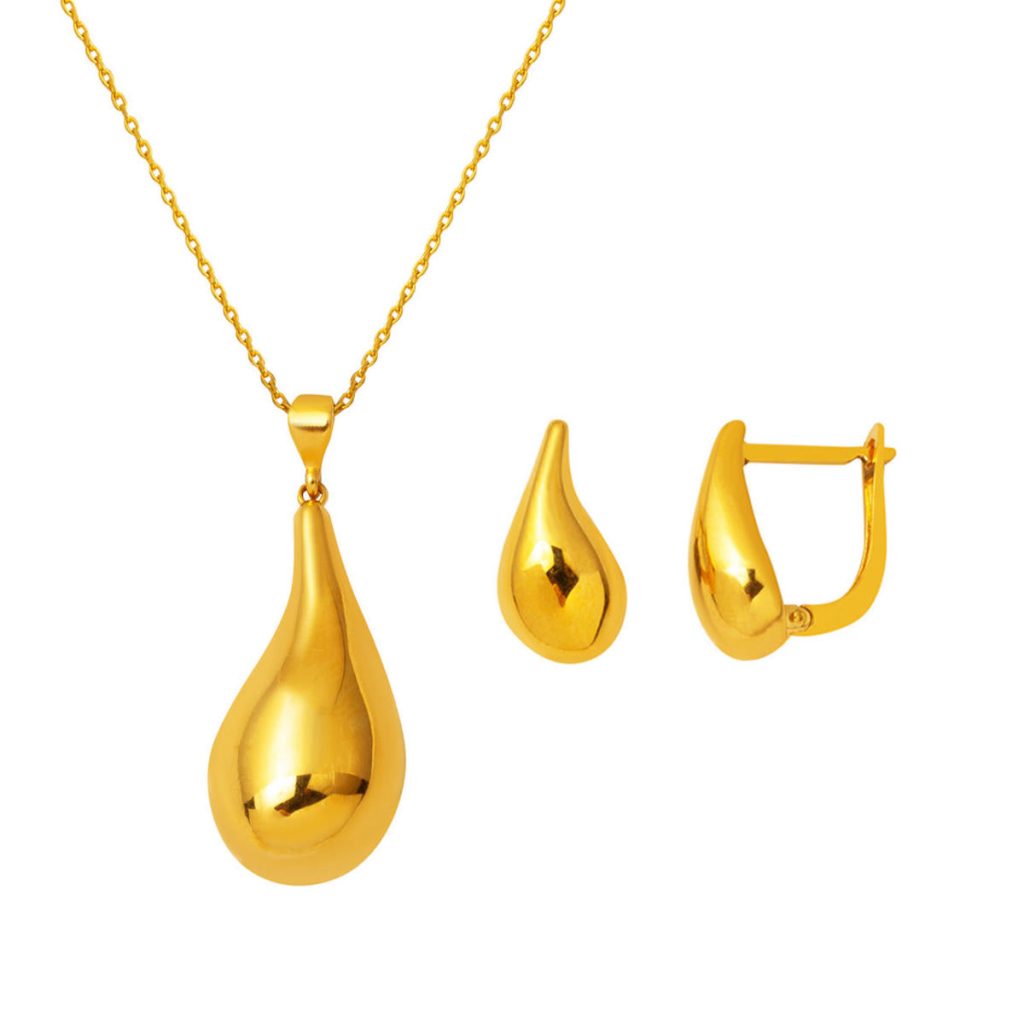 Su Dropsı Necklace Earringli 22 Karat Spor Set