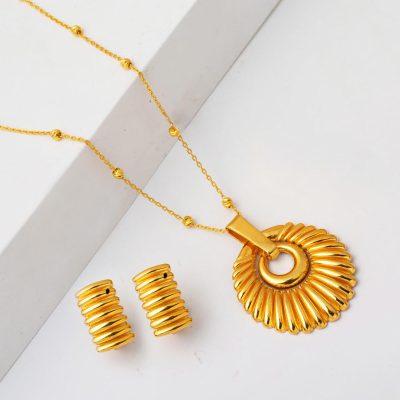 Deniz Kabuğu Necklace Earringli 22K Set - 22K - 13.54g - EZ Gold
