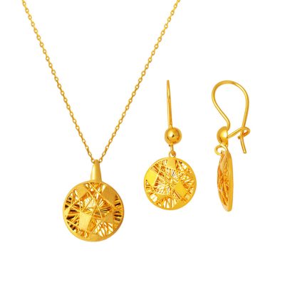 Işıltılı Design Collier Boucle d'oreilleli Or Set