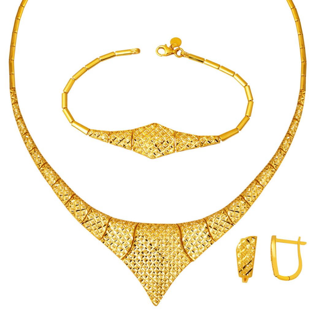 Nefertari Işıltılı 14 Karat Gold Wedding Set