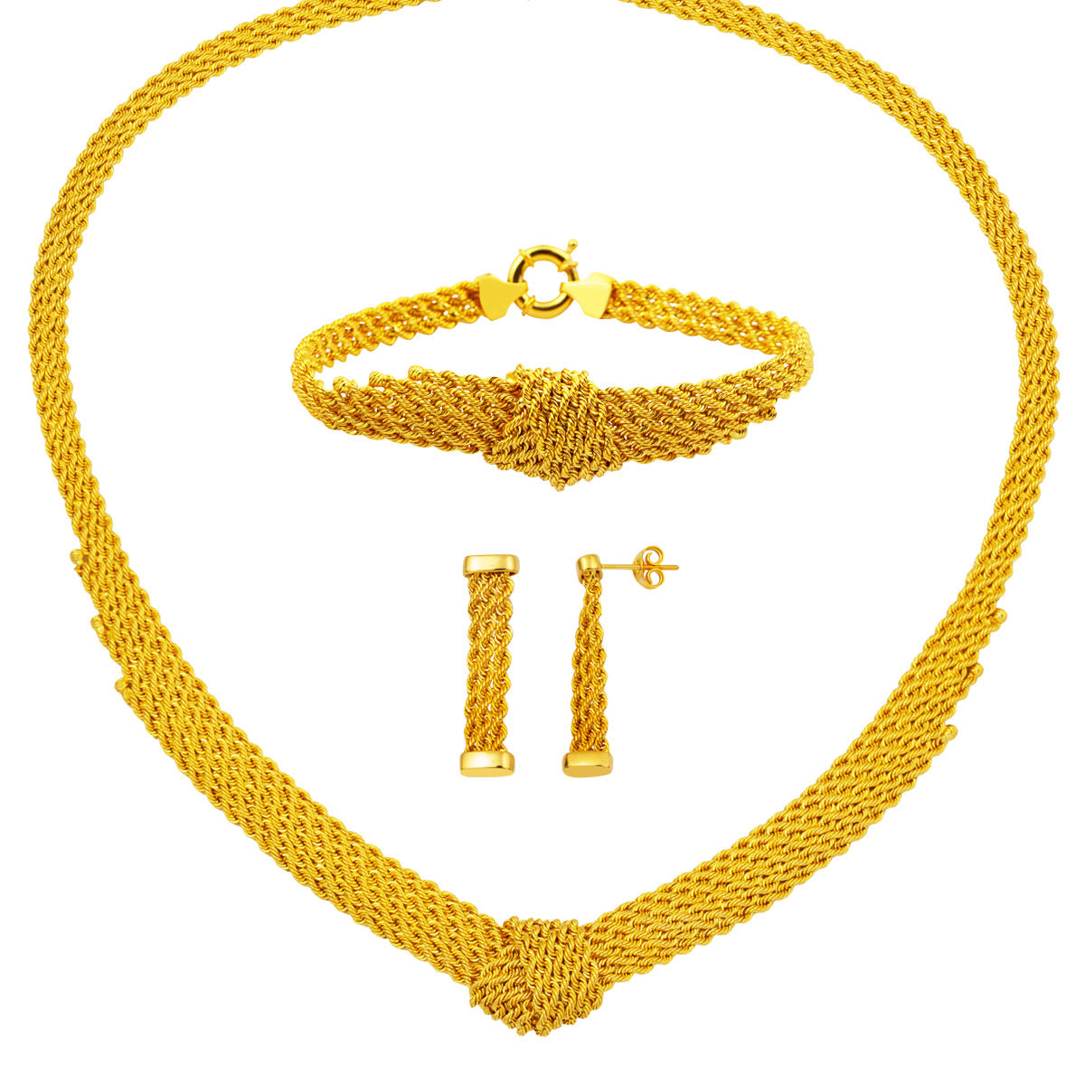 14 Carats Düğümlü Halat Or Bijou Parure