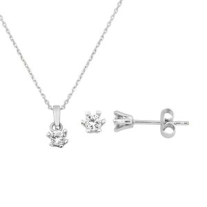 Altı Settinglı Solitaire 14 Karat White Gold 2’li Set