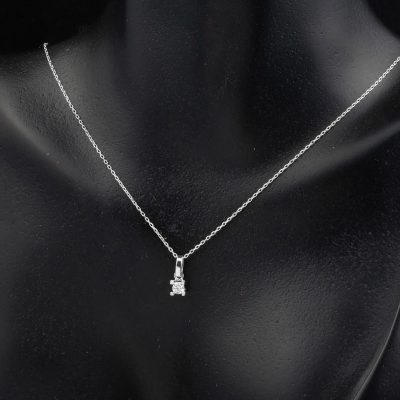 Solitaire Earringli Necklaceli White Gold 14K 2’li Set - 14K - 2.91g - EZ Gold