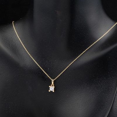 Solitairelı Necklace Earringli 14K Spor Gold Set - 14K - 3.05g - EZ Gold