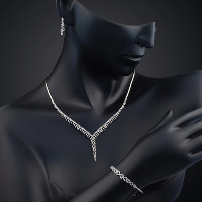 Elizabeth 14 Carats Blanc Or Düğün Seti - 14K - 17.36g - EZ Gold