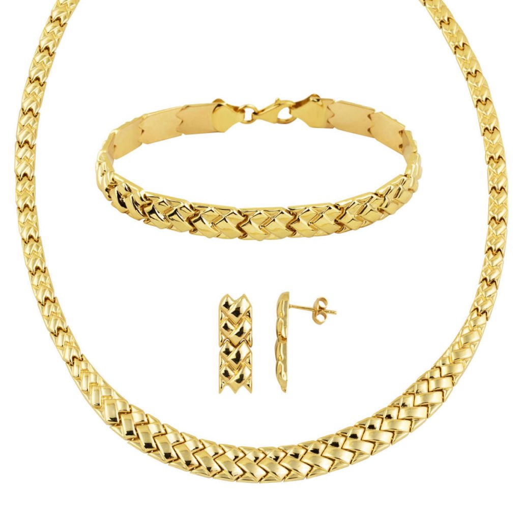 Sepet Model Plain 14 Karat Gold Jewelry Set
