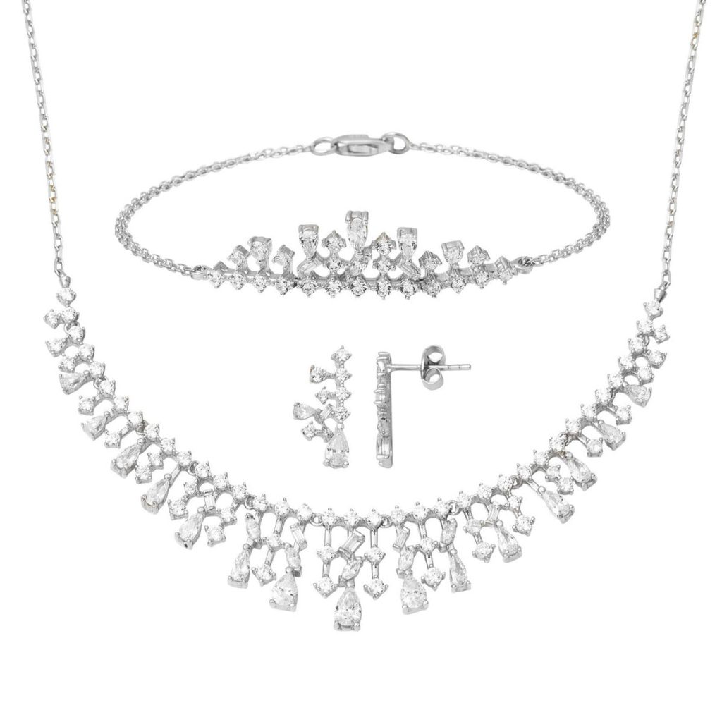 White Gold Drop 14 Karat Three-piece Set