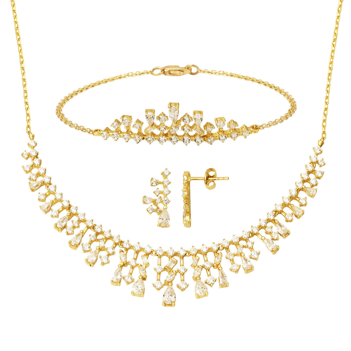 Drop 14 Karat Gold Three-piece Set